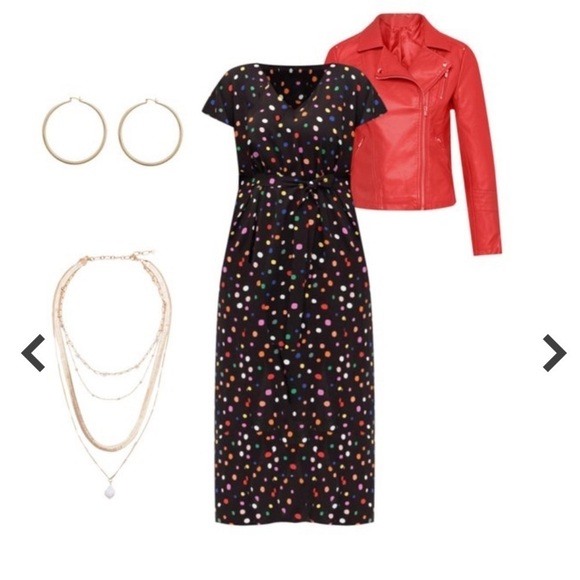 Eloquii Black & Multi Colored Polka Dot Maxi Dress - Picture 1 of 13